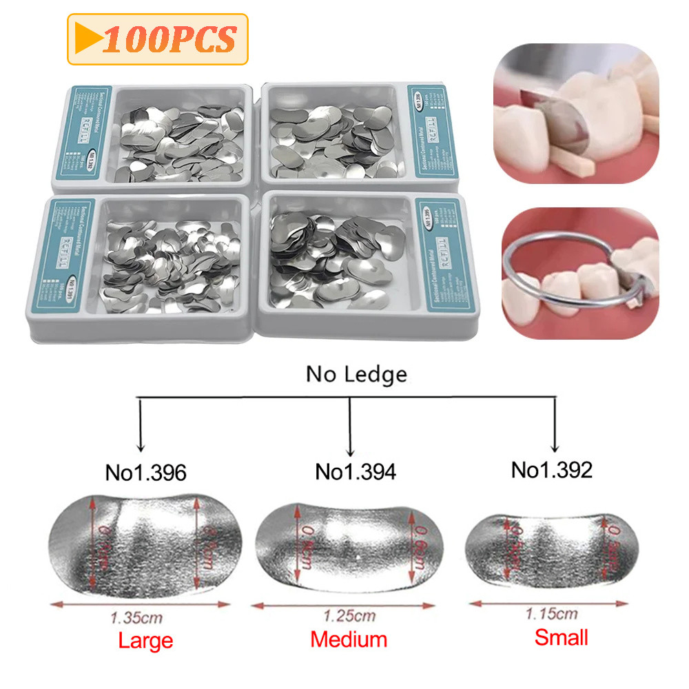 100pcs Dental sectional contoured matrix band dental saddle matrix band​ ginjal anterior posterior m