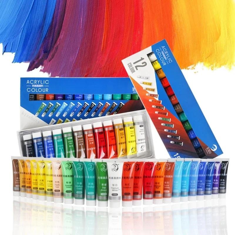

12/24 Colors Professional Acrylic Paints set 15ML Drawing Painting Pigment Hand-paint for fabric Drawing Tools For Kids DIY