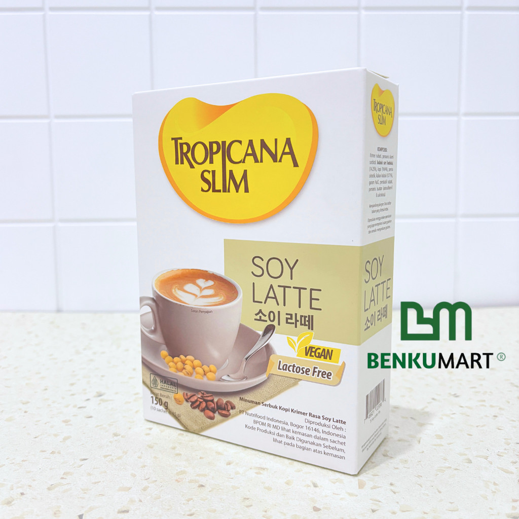 

Tropicana Slim SOY LATTE 10 Sachet x 15g - Kopi Plant Based Bebas Gula (150 gr)
