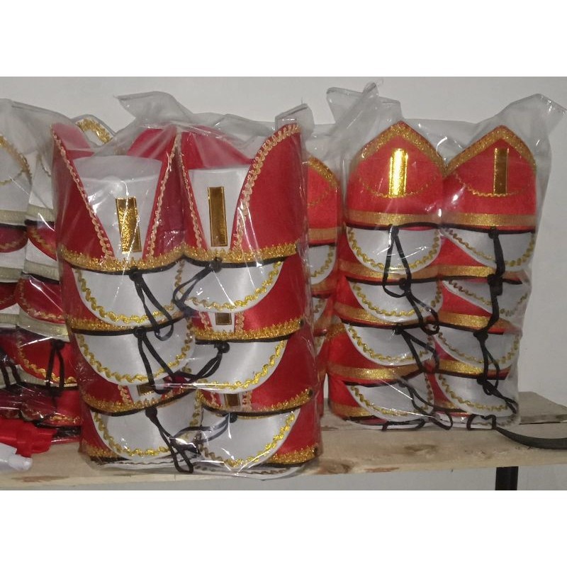 Topi Drumband bisa request model (tk,sd ,smp dan sma) paket kodian ( isi 20 Pcs)