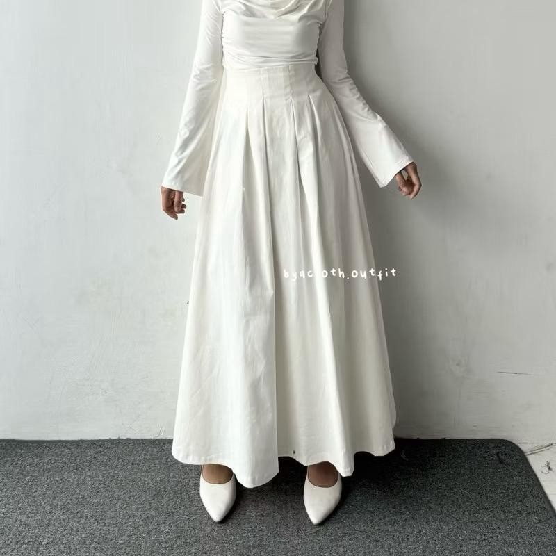 RH- RJD ROK TERAYA POLOS KEKINIAN / Rok JOY Flare Panjang / Rok Panjang Wanita / Bawahan Premium / R