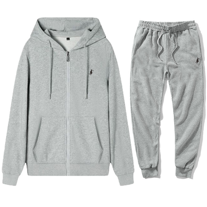 Fashionable men's and women's embroidered zipper hoodie and pants set