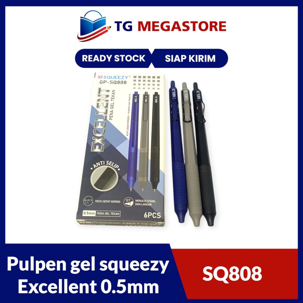 

Pulpen Gel Squeezy Excellent 0.5mm Hitam SQ808