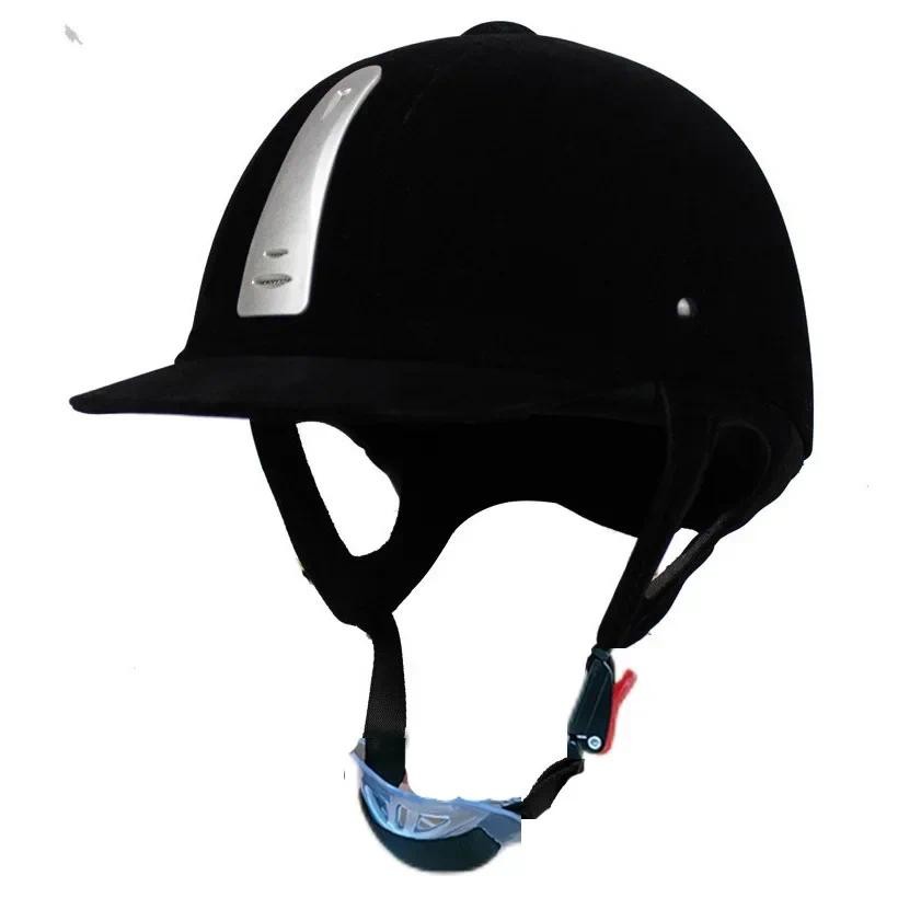 Equestrian Helmet Unisex Classic Velvet Horse Riding Helmet Horse Equipment Cycling Helmet Protectio