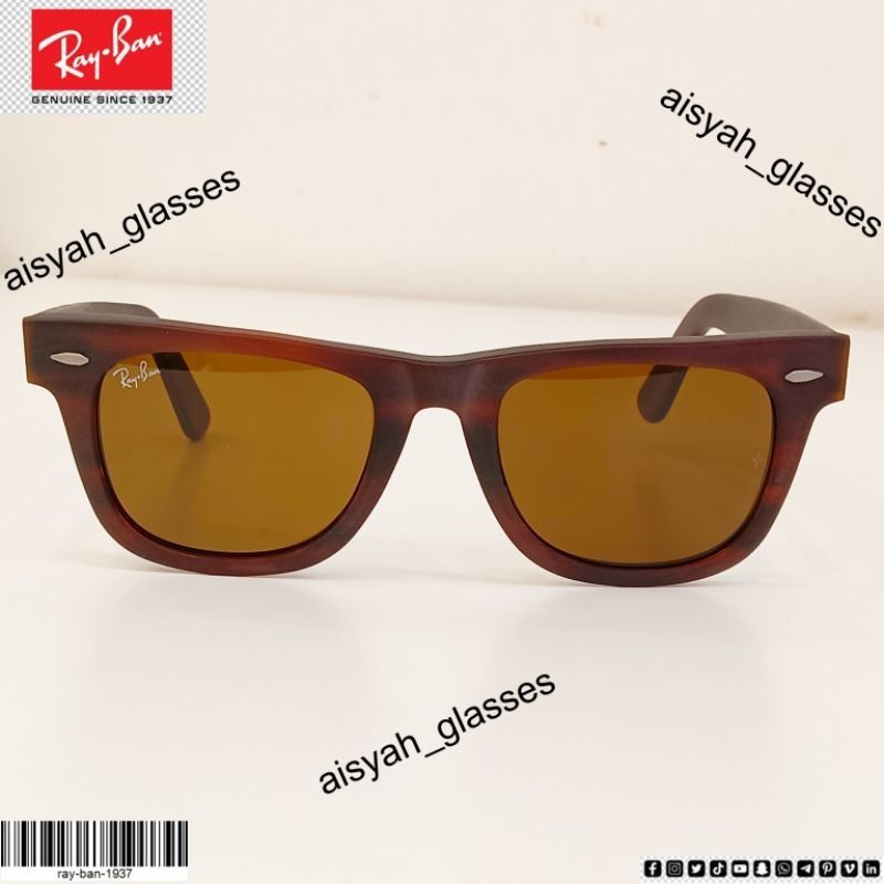 Kacamata Wayfarer Miring Coklat Doff RB2140 886S 50-22 Size 50 size small