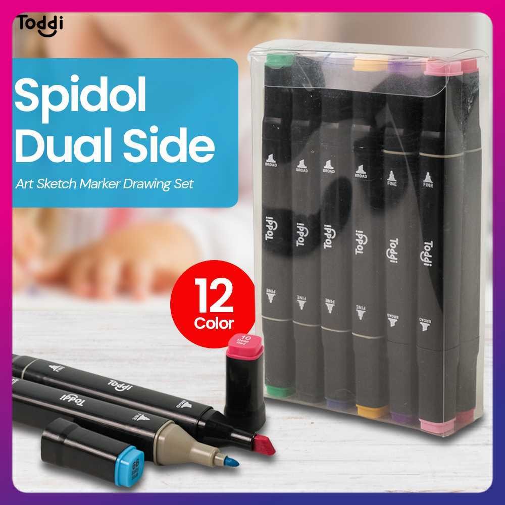 

Spidol Dual Side Art Sketch Marker Drawing Set 12 Color - T12