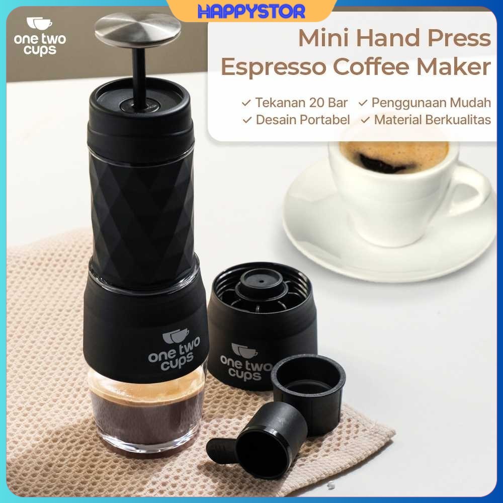 One Two Cups Hand Press Mini Espresso Coffee Maker 3in1 20 Bar 120ml - HS-8439