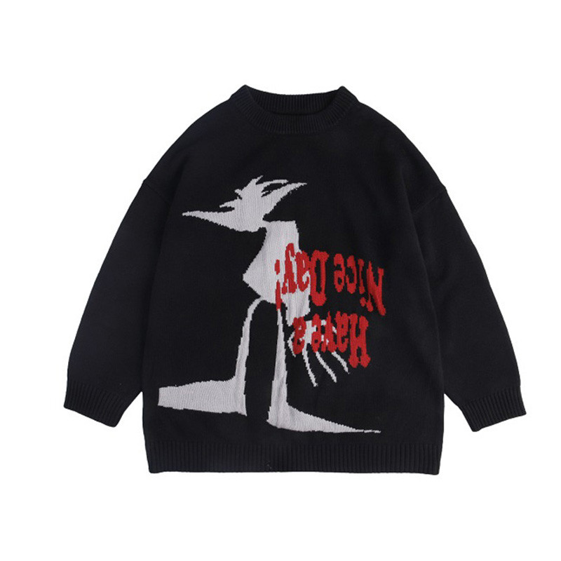 Men's Vintage Knit Sweater Autumn Winter Pullover Unisex Y2K Chic Harajuku Men's Loose Cotton Sweate