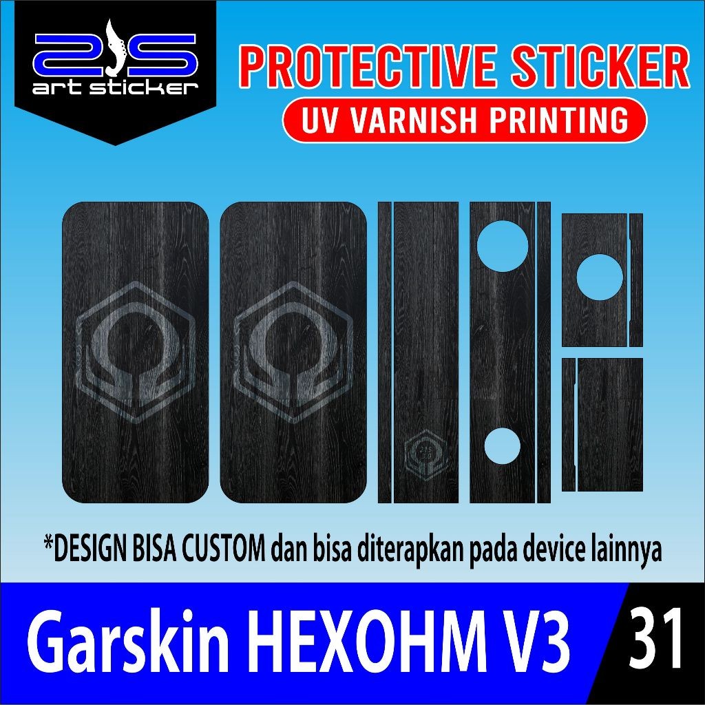 

StikerH3xohm UV Varnish Printing Black Wood