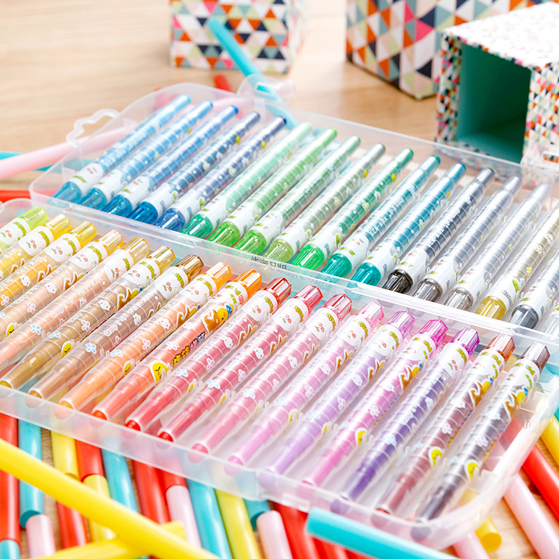 

12/18/24/36 Colors Creative Rotating Crayons Sets Cartoon Not Dirty Hand Drawing Pens Children Painting Tools Student Stationery