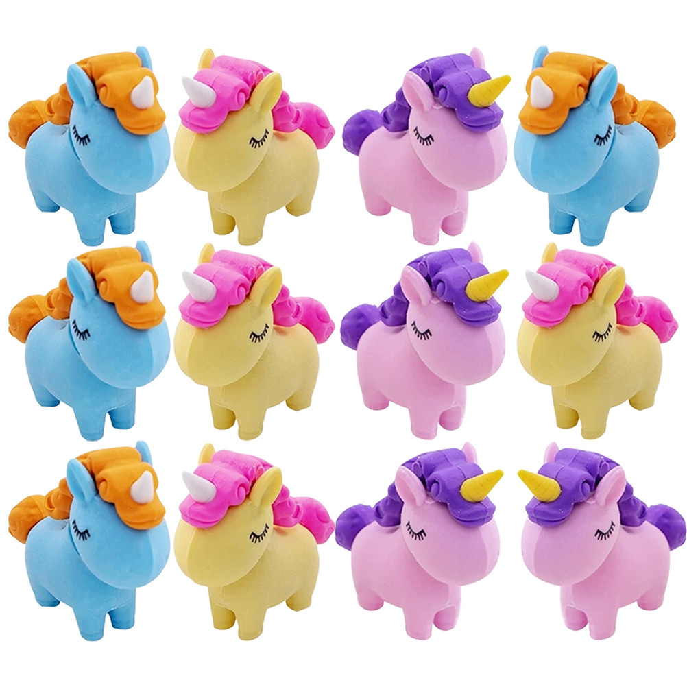 

12 Pcs Eraser Toys Scented Erasers Cap for Pencils Bulk 3d Unicorn School Supplies Cute Child Girls Take Apart