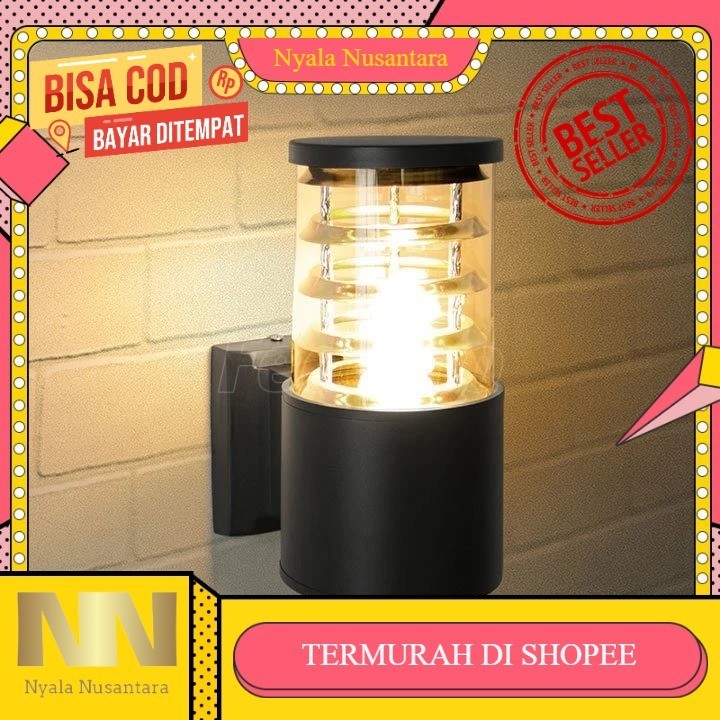 LAMPU DINDING TAMAN OUTDOOR 1 X FITTING E27 BULAT KISI KISI BENING