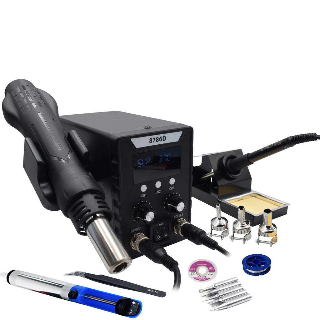 Eruntop 8786D Soldering Station Double Digital Display Electric Soldering Iron Hot Air Heat  Upgrade