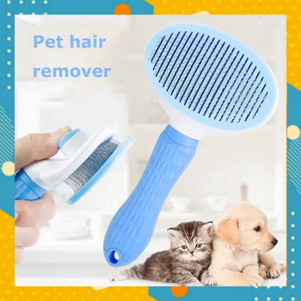 Sisir Kucing Grooming TOMBOL BESAR Bulu Hewan Anjing Kelinci Sikat Kawat Pembersih Otomatis FK0952A3