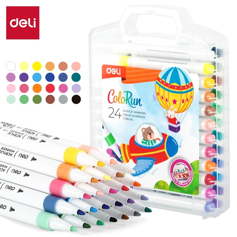 

Deli Acrylic Marker / spidol akrilik Deli EC189 12 / 24 warna