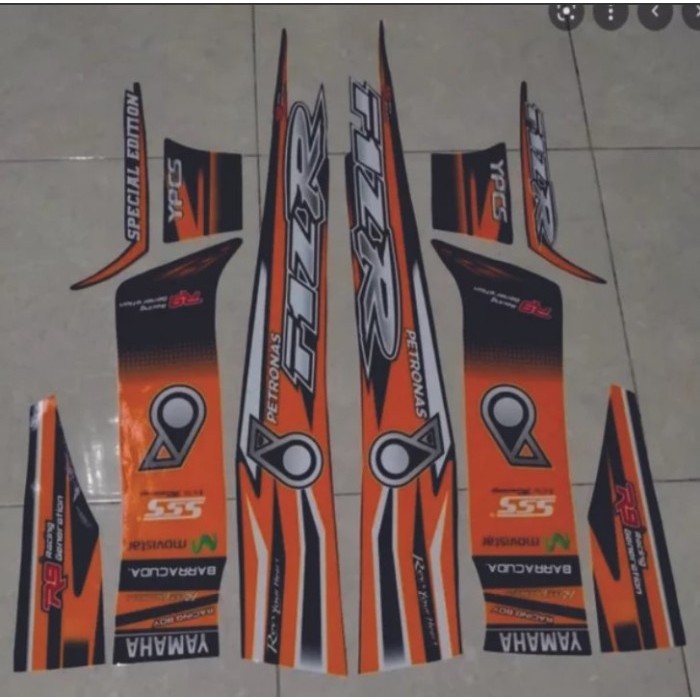 STRIPING FIZ R PETRONAS VARIASI ORANGE YAMAHA FIZ R POLET STIKER