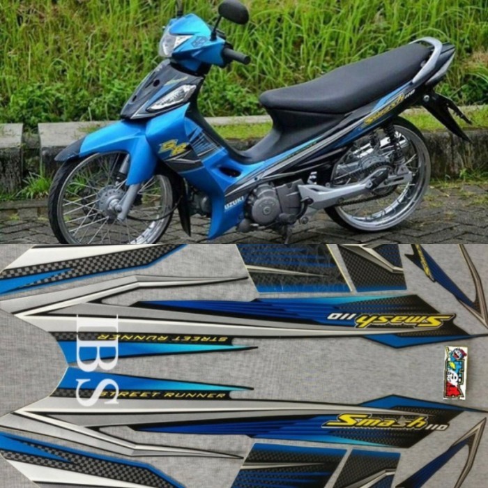 STRIPING SMASH 110SR BIRU 2007 STIKER LIS SUZUKI 110 SR POLET STIKER