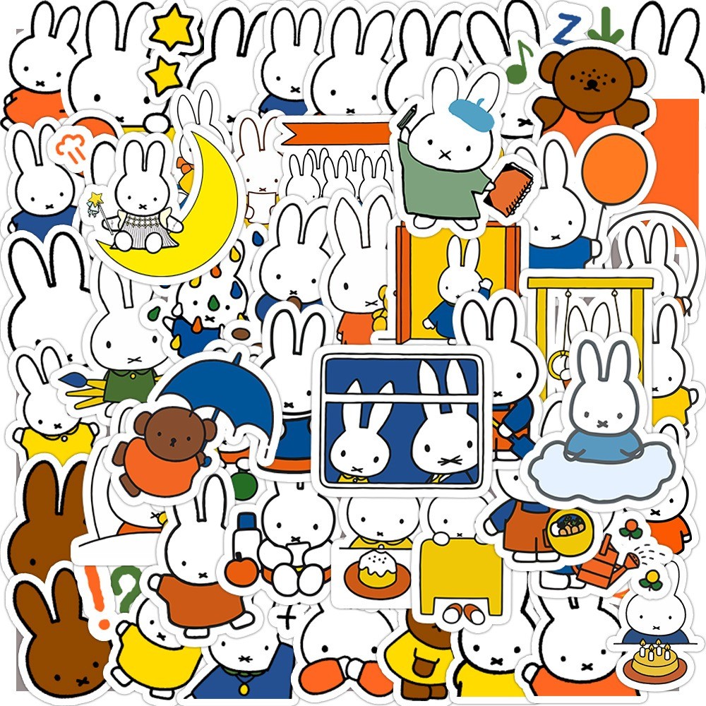 

60 Pcs Sticker Miffy Vinyl Waterproof untuk Tempelan Laptop Tumbler HP Koper DIY [27]