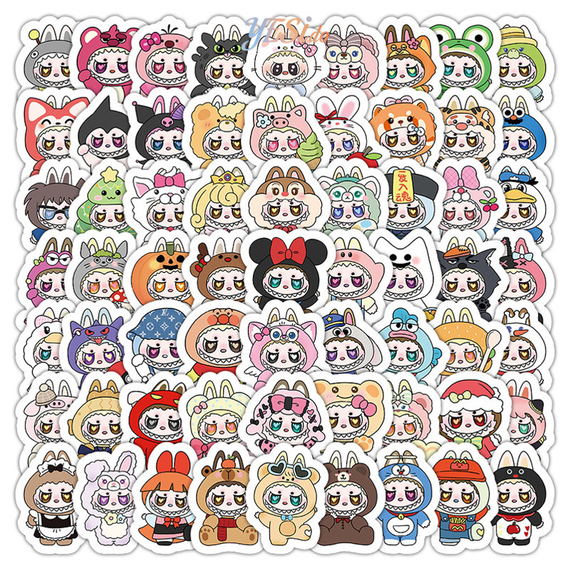 

COD Stiker Labubu Kreatif Berpakaian Silang Stiker Kartun Buku Catatan Buku Catatan Unik-YES
