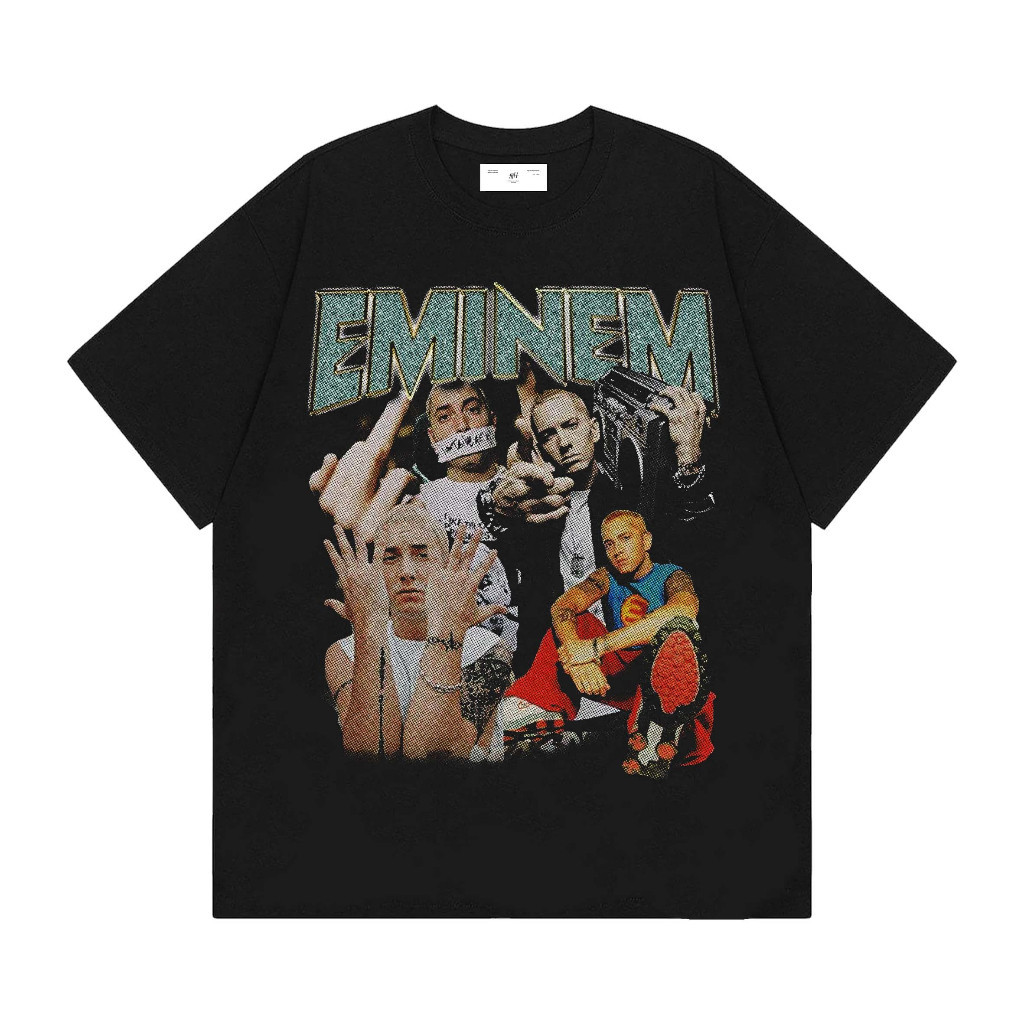 Pabrik kaos kustom Oversize Boxy T-Shirt Eminem Black Tees