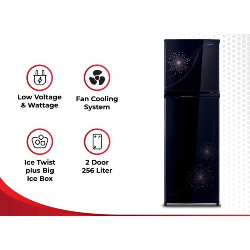 SHARP Kulkas 2 Pintu [256 L] SJ-317 Low Watt 100 WATT GARANSI RESMI