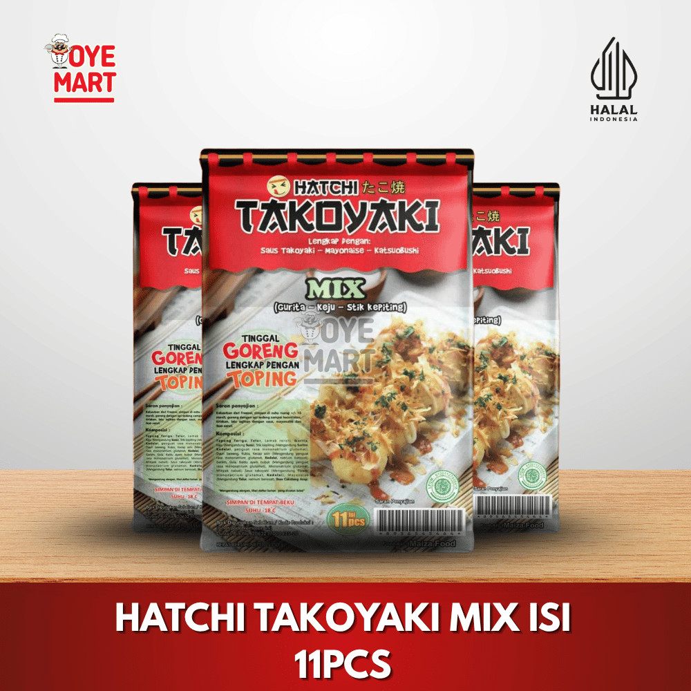 

HATCHI TAKOYAKI MIX ISI 11PCS/TAKOYAKI SIAP SAJI RASA CAMPUR