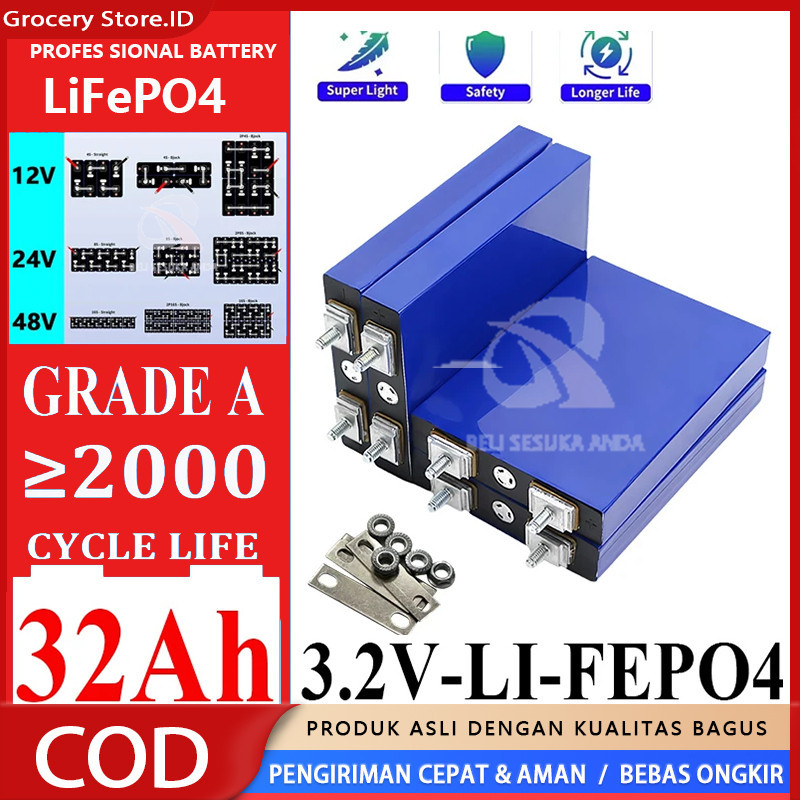CALB UPS BMS Baterai Lifepo4 3.2V 32Ah Baru 12.8V 30ah 3C 5C Paket Baterai Lithium Fosfat Sepeda Mot