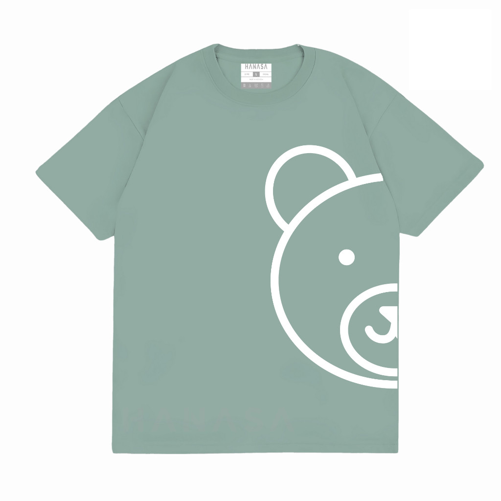 Kaos T-Shirt Half Face Bear T Shirt Distro Unisex Baju Beruang