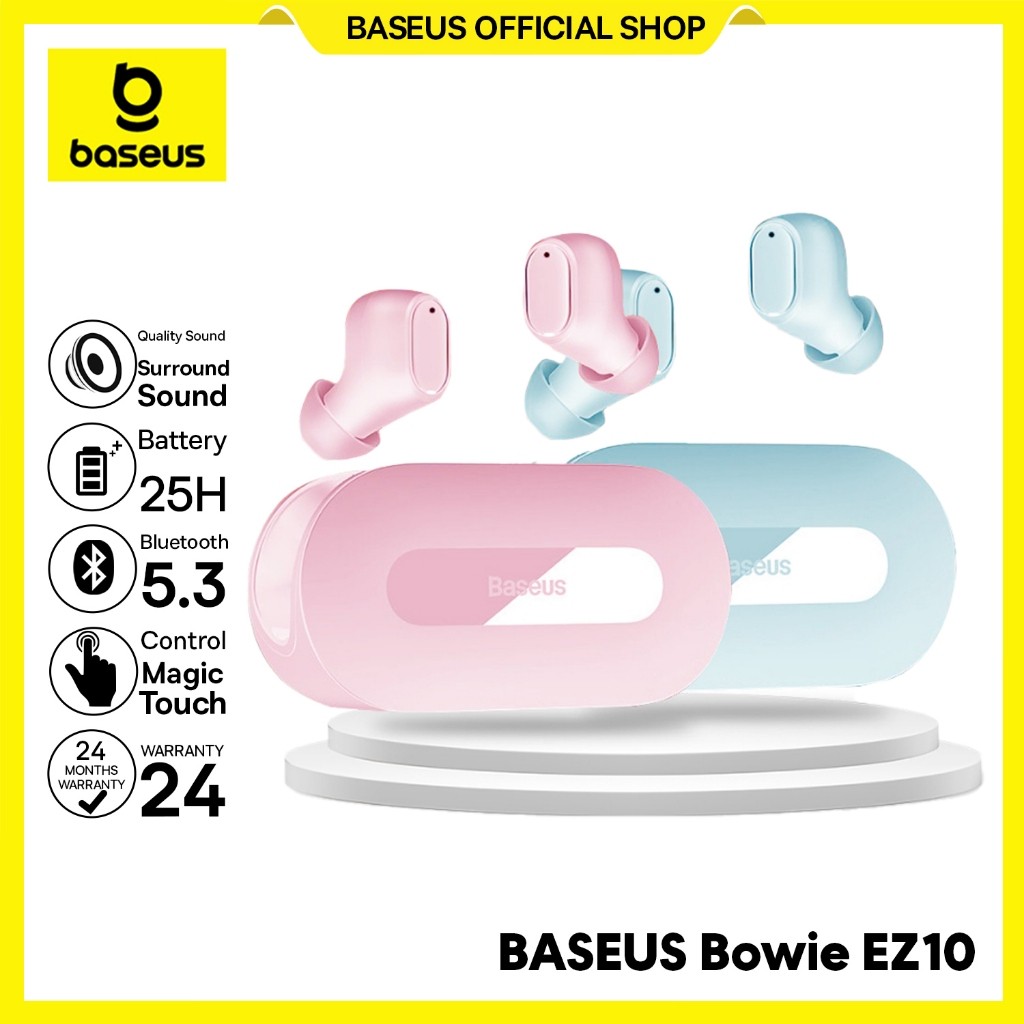 Baseus Bowie EZ10 Bass TWS Koneksi App Earbuds Headset Gaming Sport Earphone Bluetooth