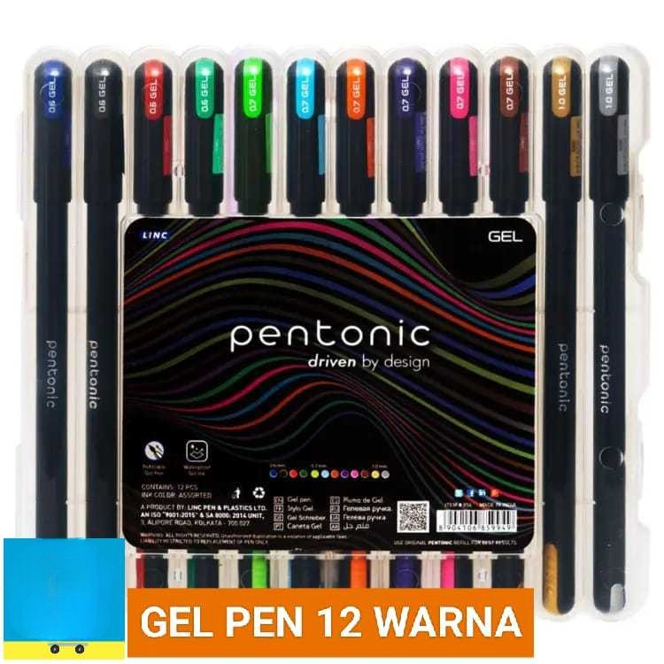 

(SET) Pentonic Gel Pen Set 12 warna / Pena Jel / Pulpen 12 warna / Balpoint / Bolpen / Ballpoint