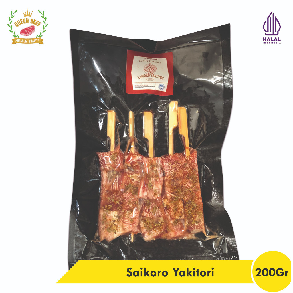 

Saikoro Yakitori Ready To Grill ( 5 tusuk ) Halal sate daging sapi