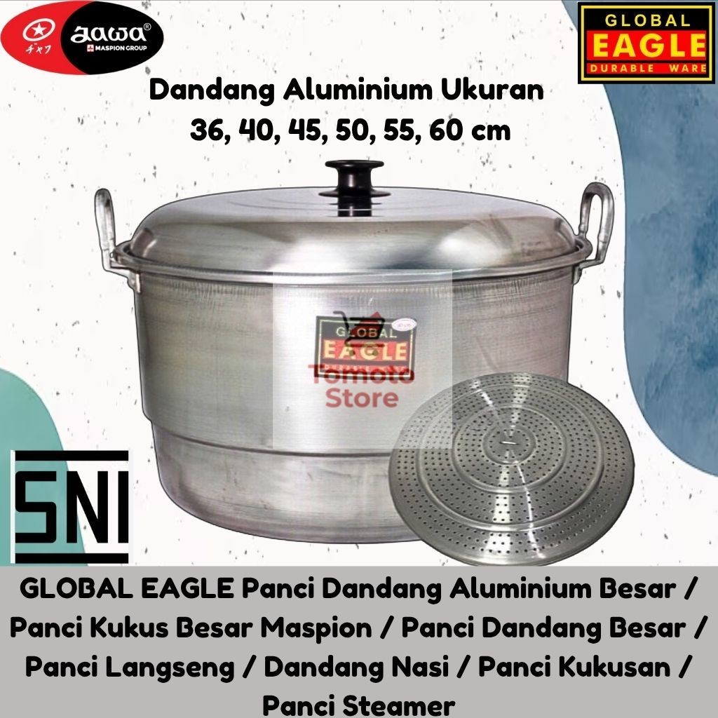 TOMOTOSTORE GLOBAL EAGLE Panci Dandang Aluminium Besar / Panci Kukus Besar Maspion / Panci Dandang