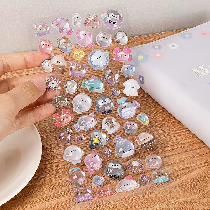 

1pc DIY 3D Stickers Creative Cartoon Animal Relief Stickers DIY Scrapbook Diary Cute Aesthetic Stickers School Stationery