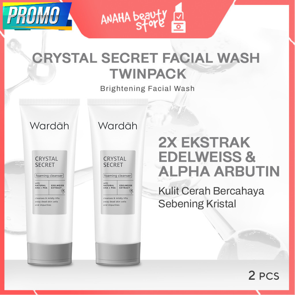 ❤️ANAHA❤️ Wardah Crystal Secret Foaming Cleanser with Natural AHA+PHA 100 ml Twinpack - Facial Wash 