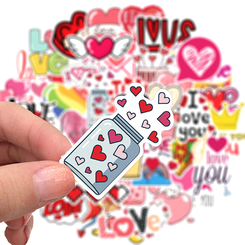 

Hot 50pcs LOVE Stickers For Notebook Laptop Scrapbooking Material Adesivos Pink Stickers Vintage Craft Supplies