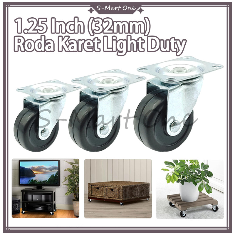 SM Roda Troli Gerobak/Caster Kecil Karet/roda karet gepeng bulat hidup