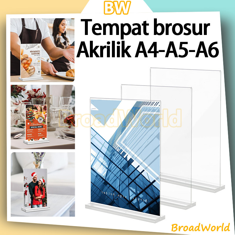 

BW Tempat Brosur A4 Potrait 2 Sisi Akrilik 1.5mm - Tent Holder / Tent Card Stand Display