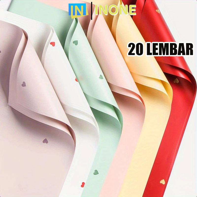 

INONE - 20 LEMBAR Wrapping Paper Kertas Bunga Buket Love Kecil Flowe Flower Wrapping Paper Celophane Chellophane