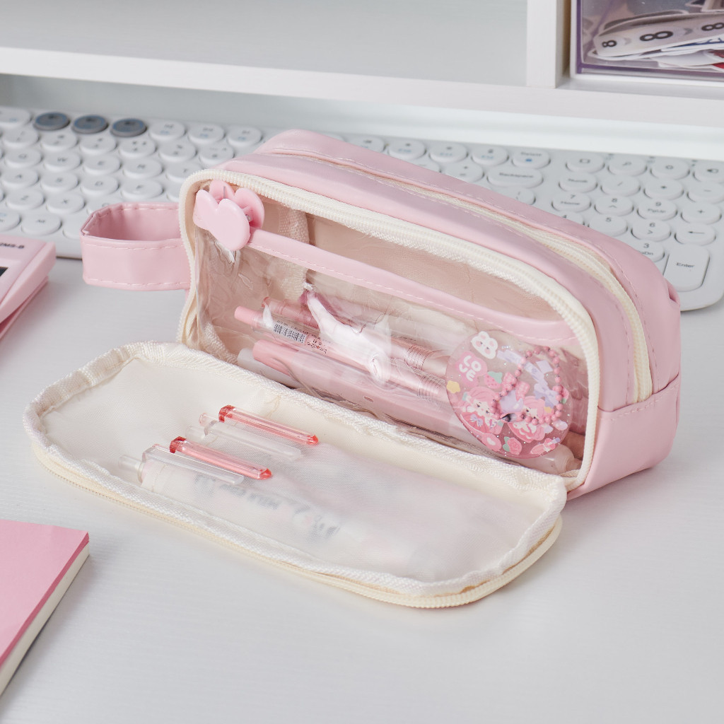 

Garam Susu Lapisan Ganda Transparan Tas Pensil Ins Jepang Kapasitas Besar Berkilau Bernilai Tinggi Pensil Pensil Kotak Kantor Perlengkapan Kantor Sekolah