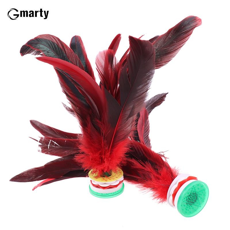 2pcs Feather Jianzi Colorful Feathers Shuttlecock Portable Foot Kick Handwheel Feather Shuttlecock F