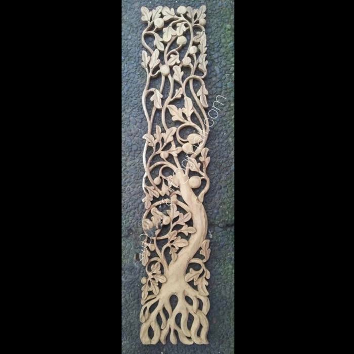 Ukiran Bali Relief Model Beringin Akar Hiasan Dinding - Lukis Warna