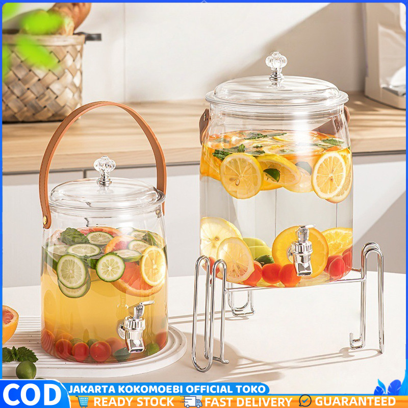 Ketel Air Dingin Gaya Jepang dengan Dispenser Air Keran, Ember Kedap Udara Transparan Rumah Tangga K