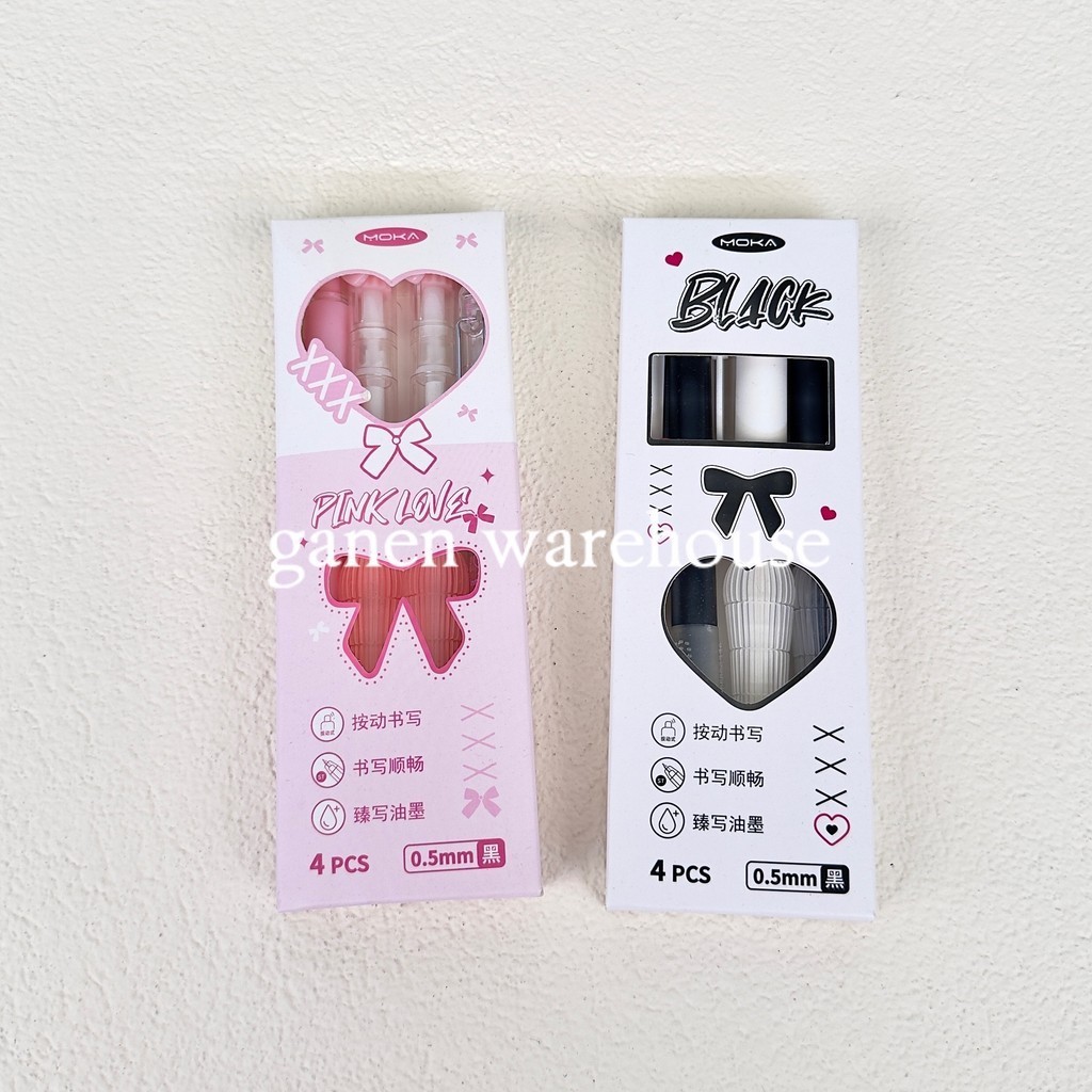 

[GW] 4 Pcs Heart Pulpen Tinta Hitam Pena Cair