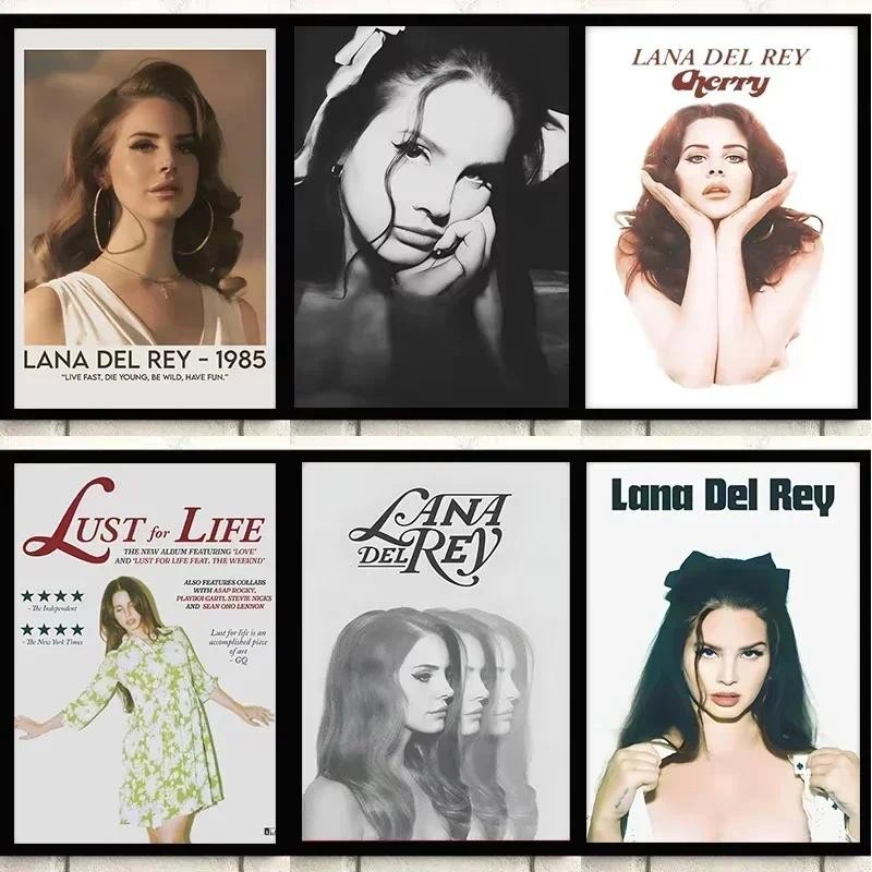 

Vintage Lana Del Ray Cherry Noir Lust for Life Music Album Cover Poster Canvas Painting Print Wall Art Picture for Home Decor