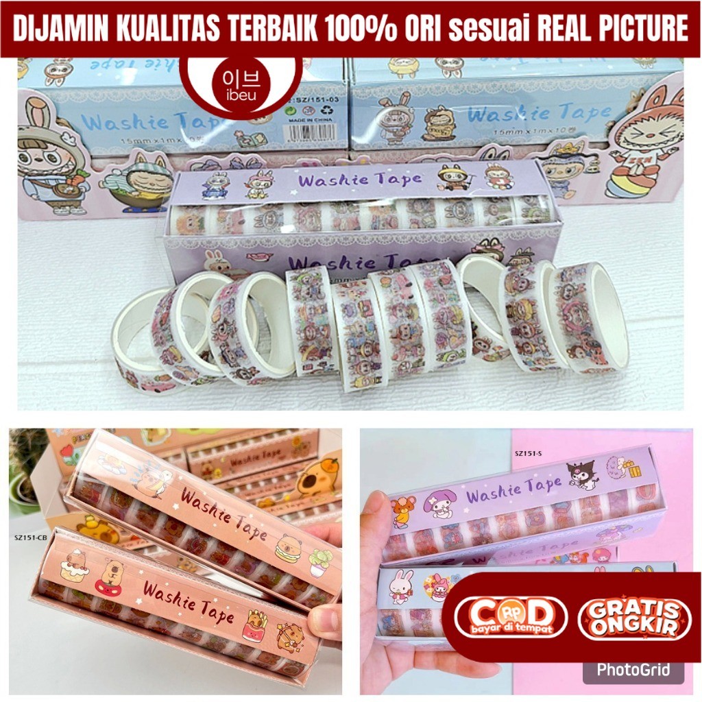 

IBEU Mainan Sticker Tape Selotip Roll Kuromi Melody DIY Lucu Kreatifitas Anak Perempuan 3 4 5 Thn