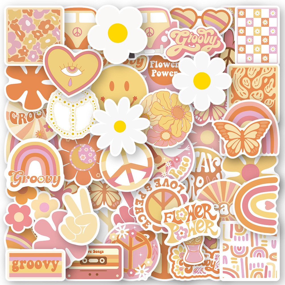 

10/30/50/100pcs Retro Cartoon Cute Groovy Boho Hippie Graffiti Stickers Decal Laptop Phone Suitcase Waterproof Sticker Kid Toy