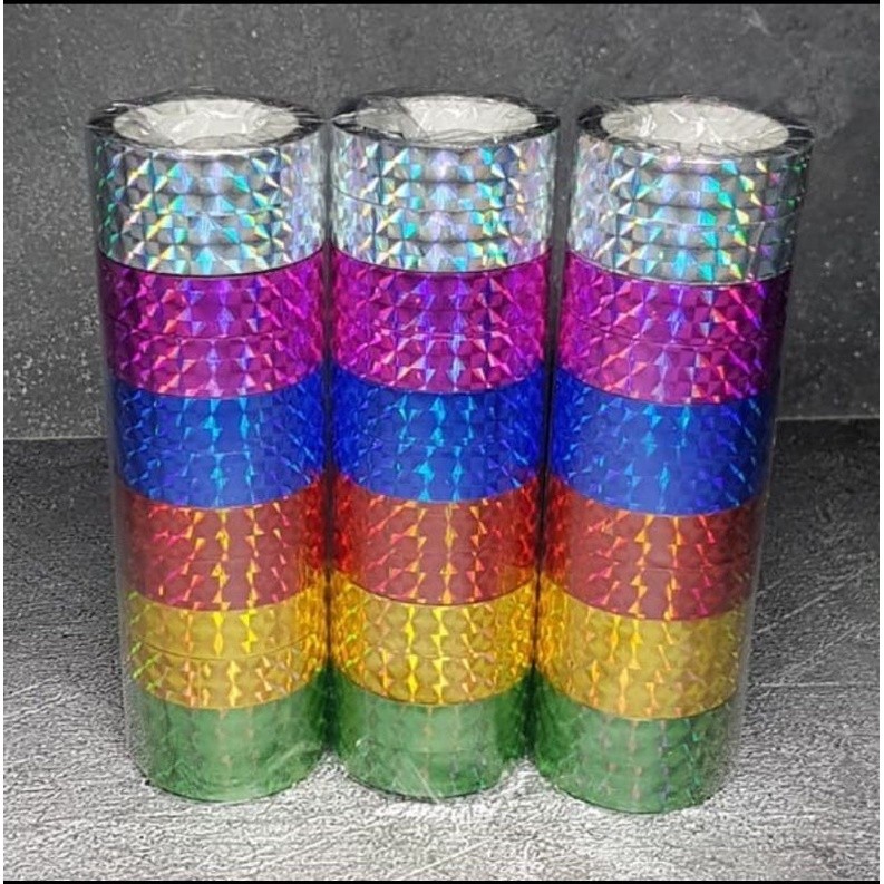 

Solasi Warna Warni Hologram 1/2 inch isi 12 pcs isolasi kecil kilap