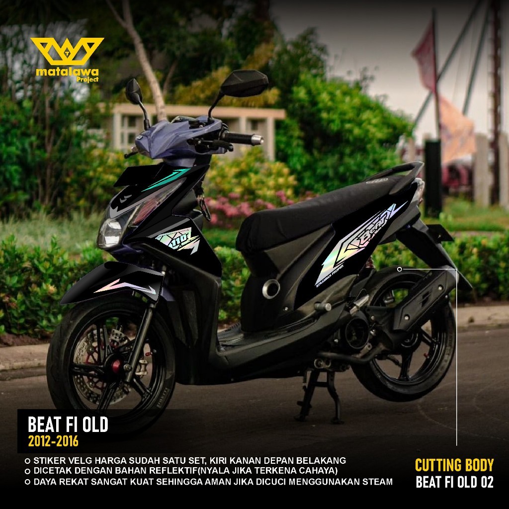 Sticker cutting body honda BEAT FI OLD - Stiker Striping Cutting MOTOR BEAT 2012  2016 KODE 02 COD