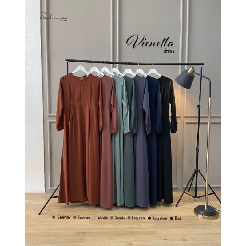 VIENETTA DRESS Sabina by Selly Gamis Best Seller Dress Pesta Gamis Polos Daily Dress Bahan Torino Lu