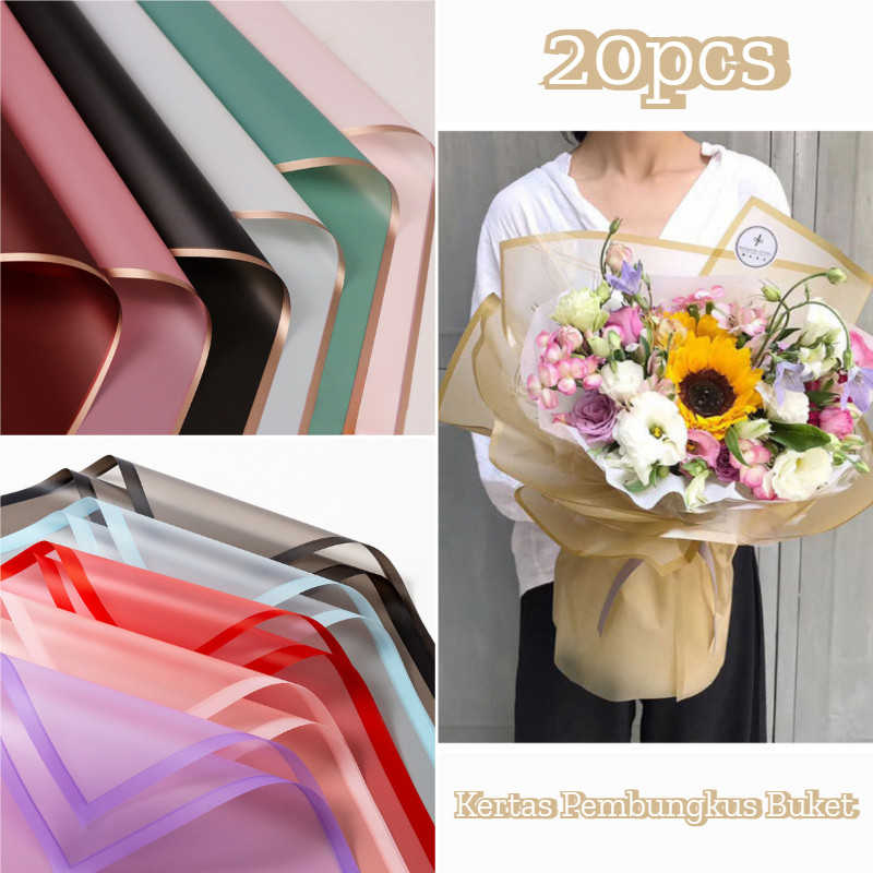

【Ready】Flower Wrapping Paper/ Kertas buket cellophane rose gold frame flower wrapping paper